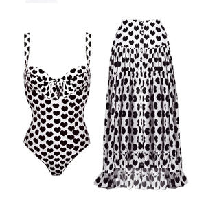 One Piece Swimsuit WomenSexy round Heart Chiffon Dress Swimsuit Outfit