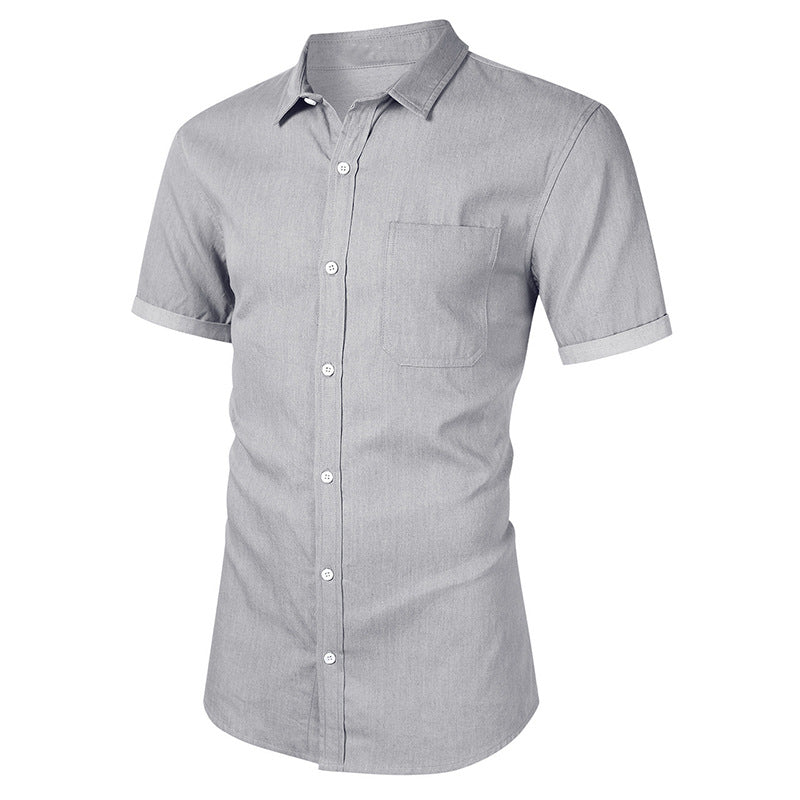 Men's Short-sleeved Casual Denim Non-ironing Shirt - kinko