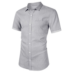 Men's Short-sleeved Casual Denim Non-ironing Shirt - kinko