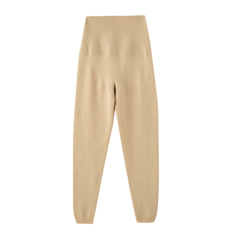 Soft Glutinous Cashmere Slim Fit Thick Flat Women's Leggings - kinko