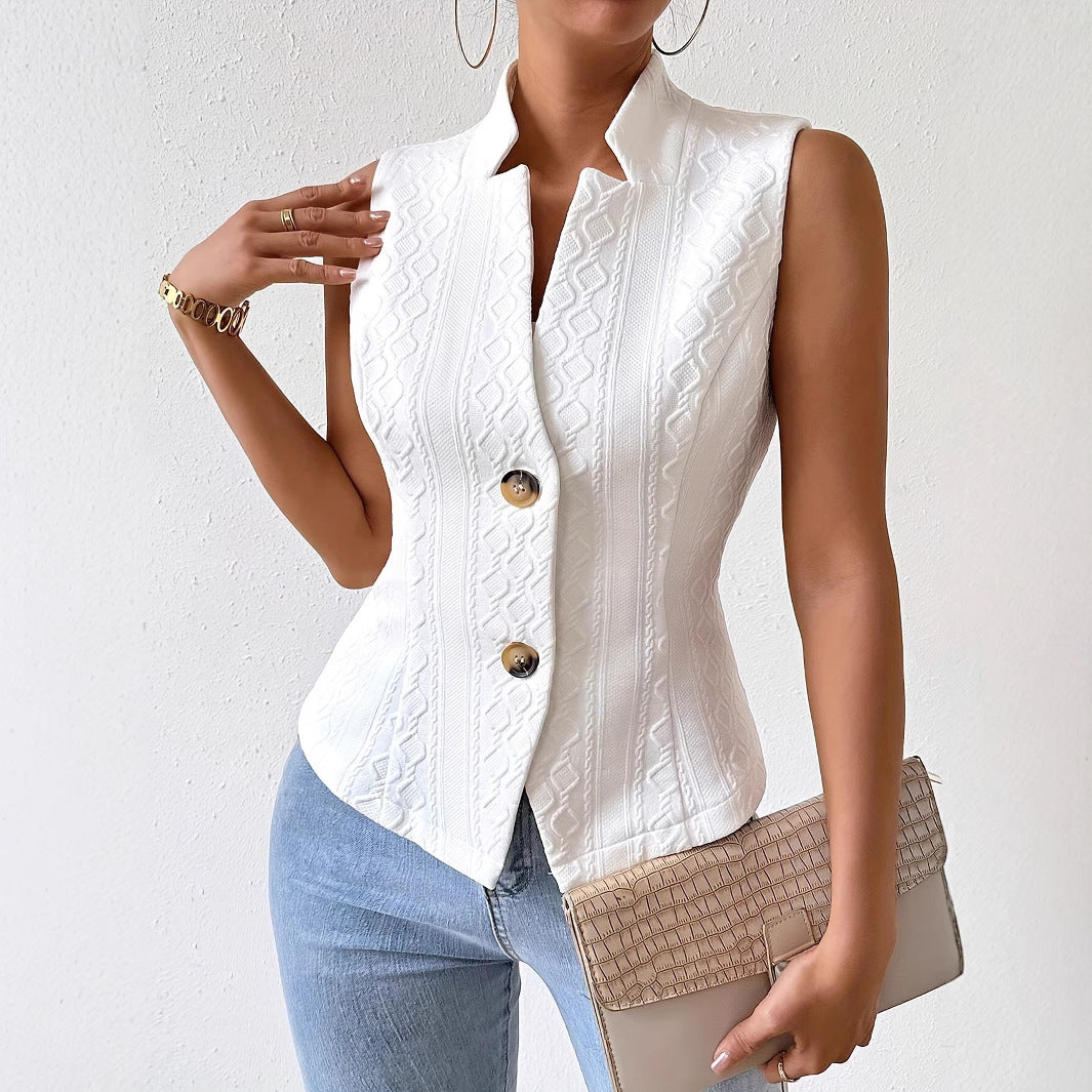 Women's Sleeveless Blazer Button Vest - kinko