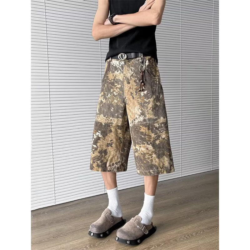 Snake Pattern Tooling Camouflage Jeans - kinko
