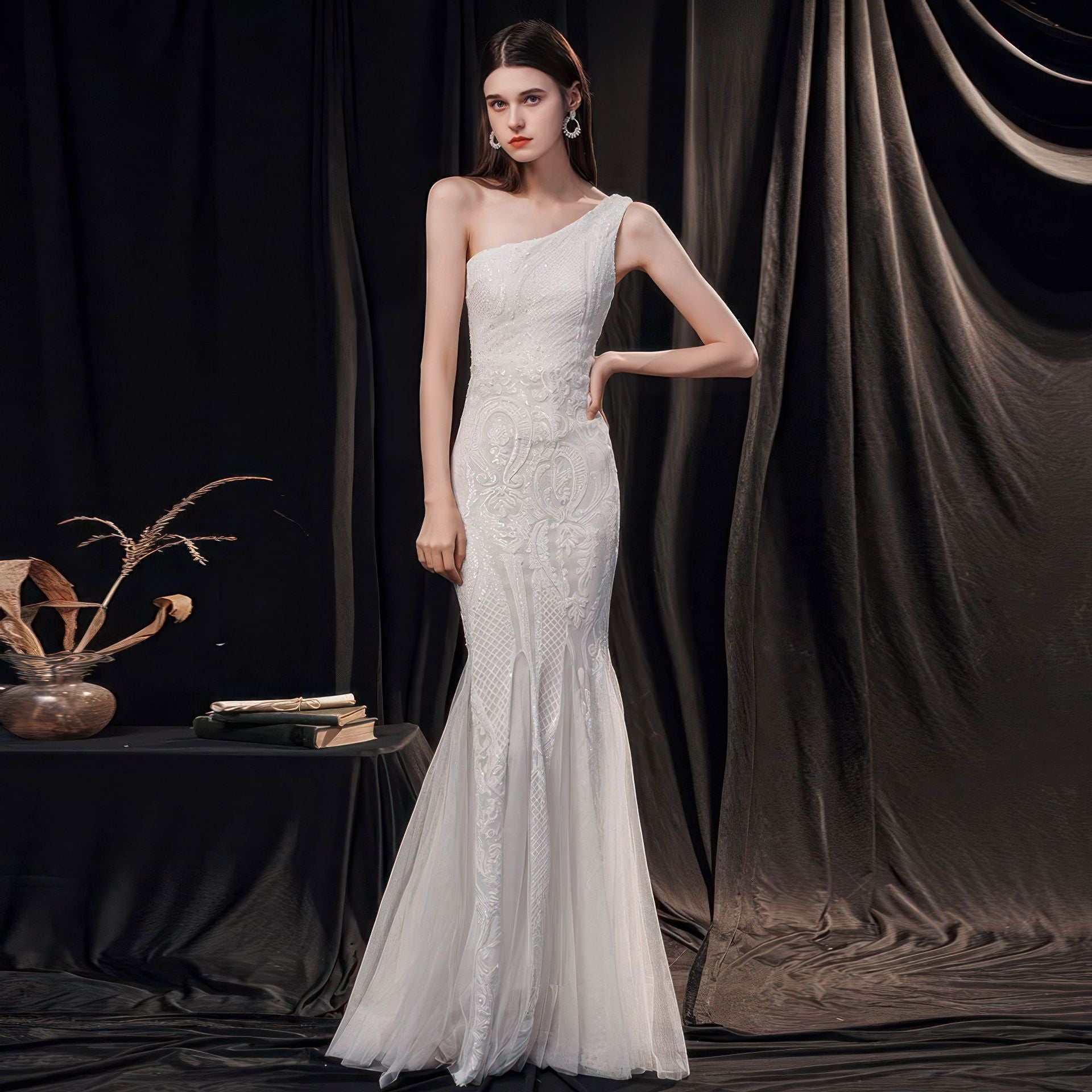 Women's High-end Entry Lux Elegant Socialite Dinner Party Sexy Long Slimming Fishtail Dress - kinko