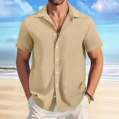 Plaid Colorblock Business Slim Fit Casual Shirt Short Sleeve Shirt - kinko