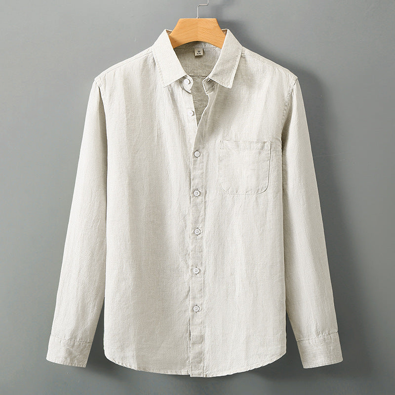 Linen Shirt Men's Long Sleeve Loose Thin Casual - kinko