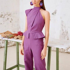 Fashionable Asymmetric Design Jumpsuit Slim Fit Slimming - kinko