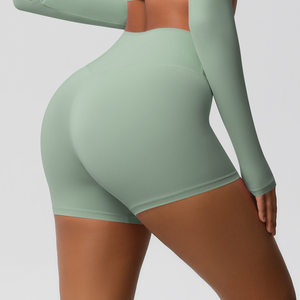 Fitness Shorts Belly Contracting Hip Lifting Solid Color Sports High Waist No Embarrassment Tight Quick Drying Yoga Shorts