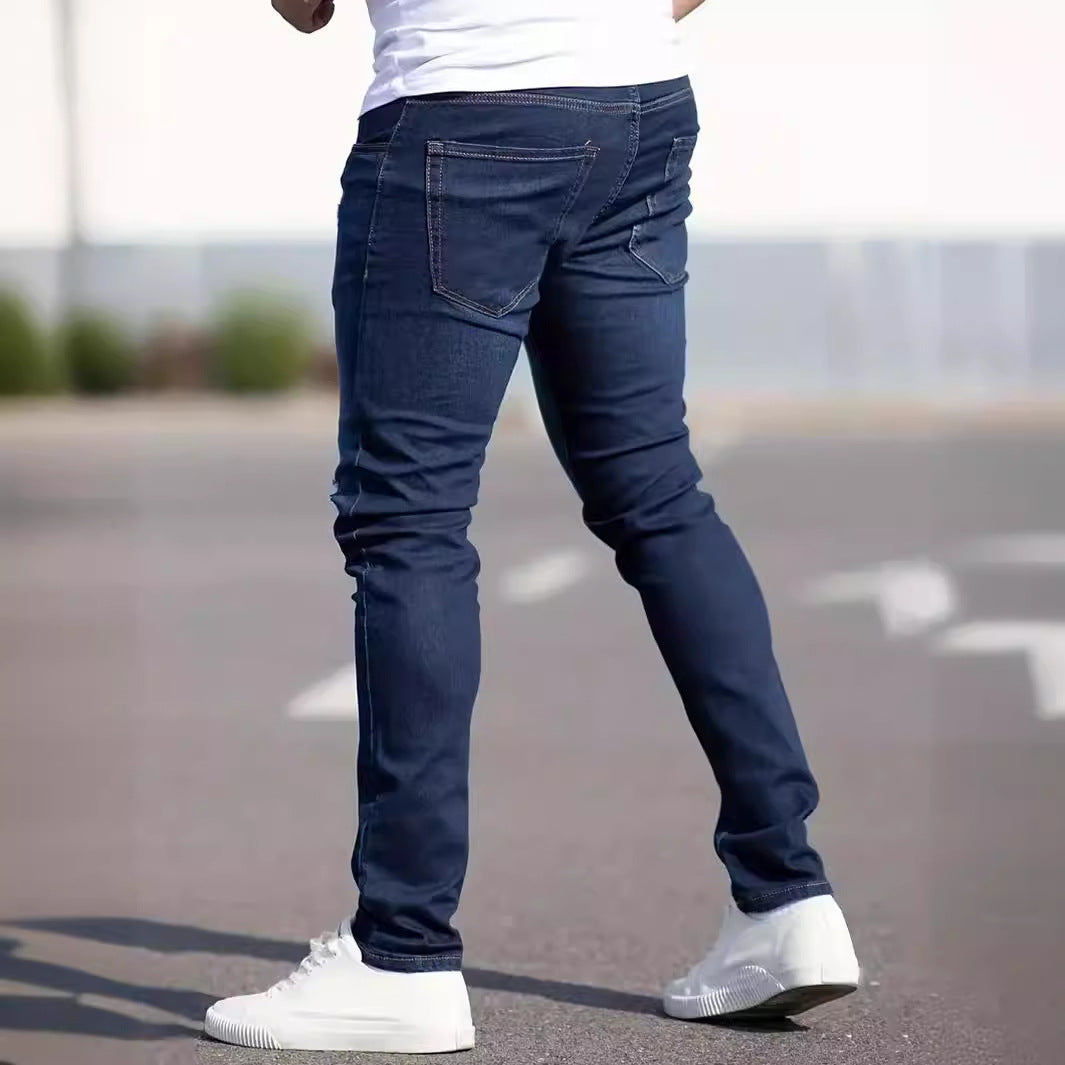 Men's European And American Fashionable Worn Slim Casual Jeans - kinko