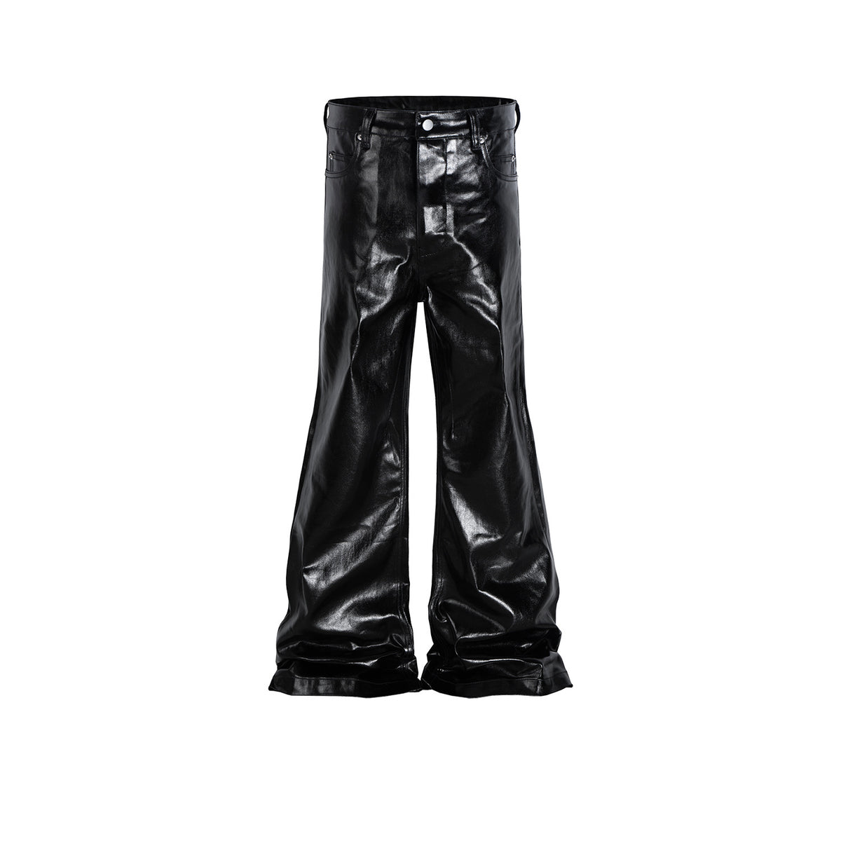 Black Coated Shiny Patent Leather Skinny Jeans - kinko