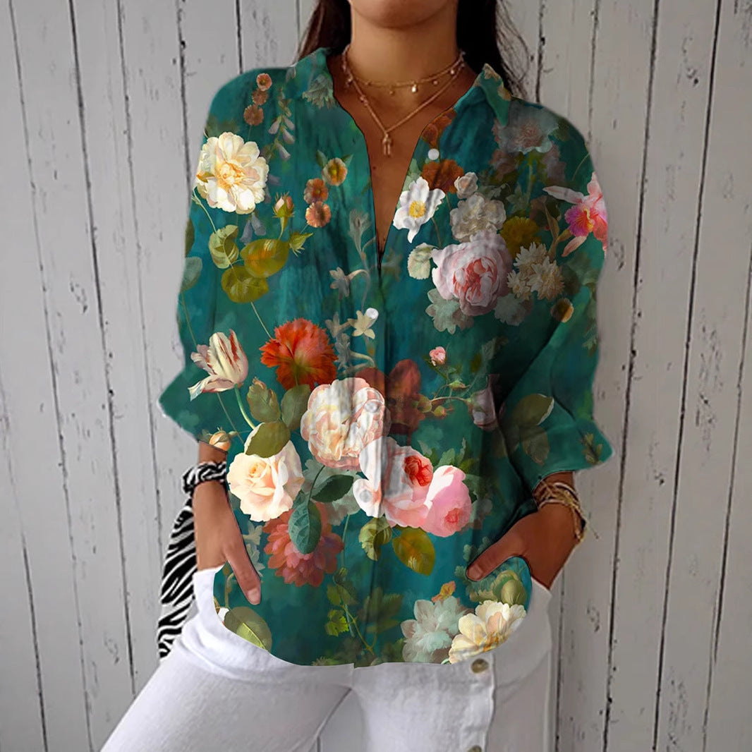 Women's Long Sleeved 3D Printed Shirt - kinko