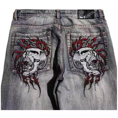 American Retro Worn Looking Washed-out Jeans Men's Wide-leg Workwear Design Casual - kinko