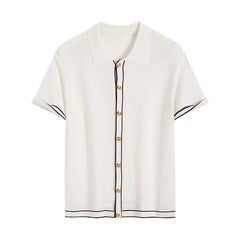 Simple Cardigan Contrast Color Lapels Old Money Style All-match - kinko