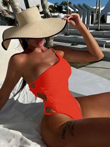 Printing Halter Spaghetti Straps Sexy Bikini One Piece Lace up Spring