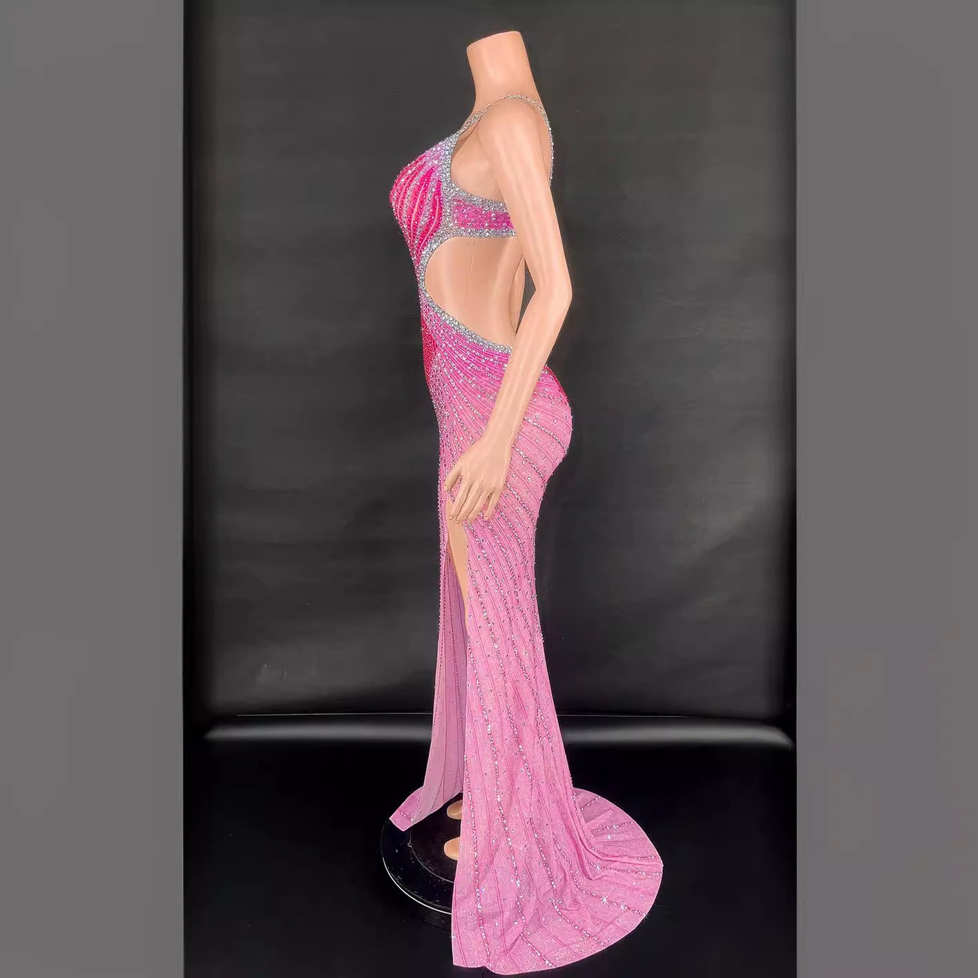 Sling Super Shiny Light Diamond Cinched Bodycon Sleeveless Dress Party Performance Stage Performance Dress - kinko