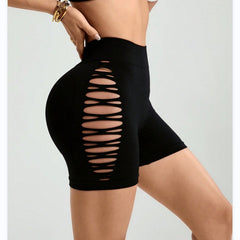 Sports Shorts Women Peach Hip Yoga Pants Pants Seamless Knitted Hip Lift Quick Drying Breathable Yoga Clothes Side Hollow Out Cutout Shorts