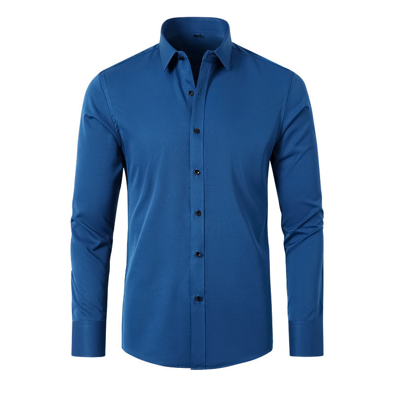 Full Elastic Force Shirt Men's Non-ironing Anti-wrinkle Solid Color - kinko