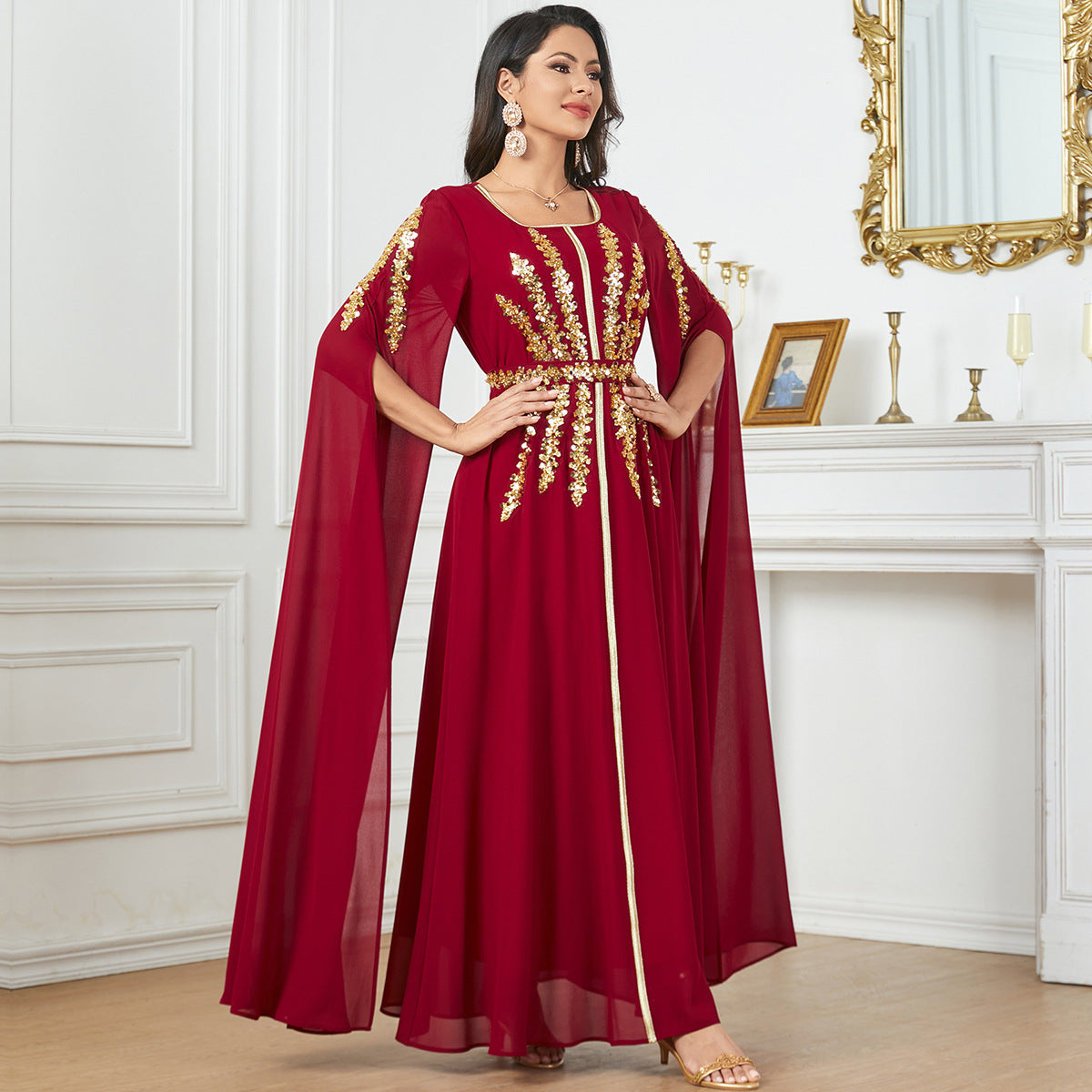Arab Women's Robe Super Long Sleeve Muslim Dress - kinko