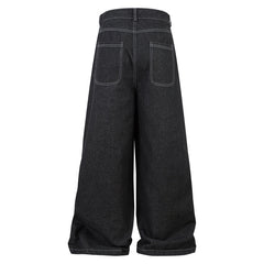 Multi-pocket Pleated Workwear Primary Color Jeans - kinko