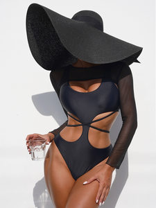 Women One Piece Blouse Bikini One Piece Tied Swimsuit Sexy Swimsuit
