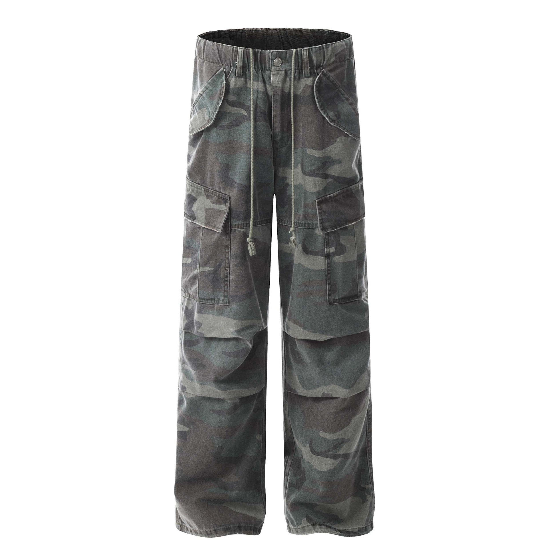 American Retro Mechanical Pleated Multi-pocket Camouflage Denim Men's And Women's Work Clothes - kinko