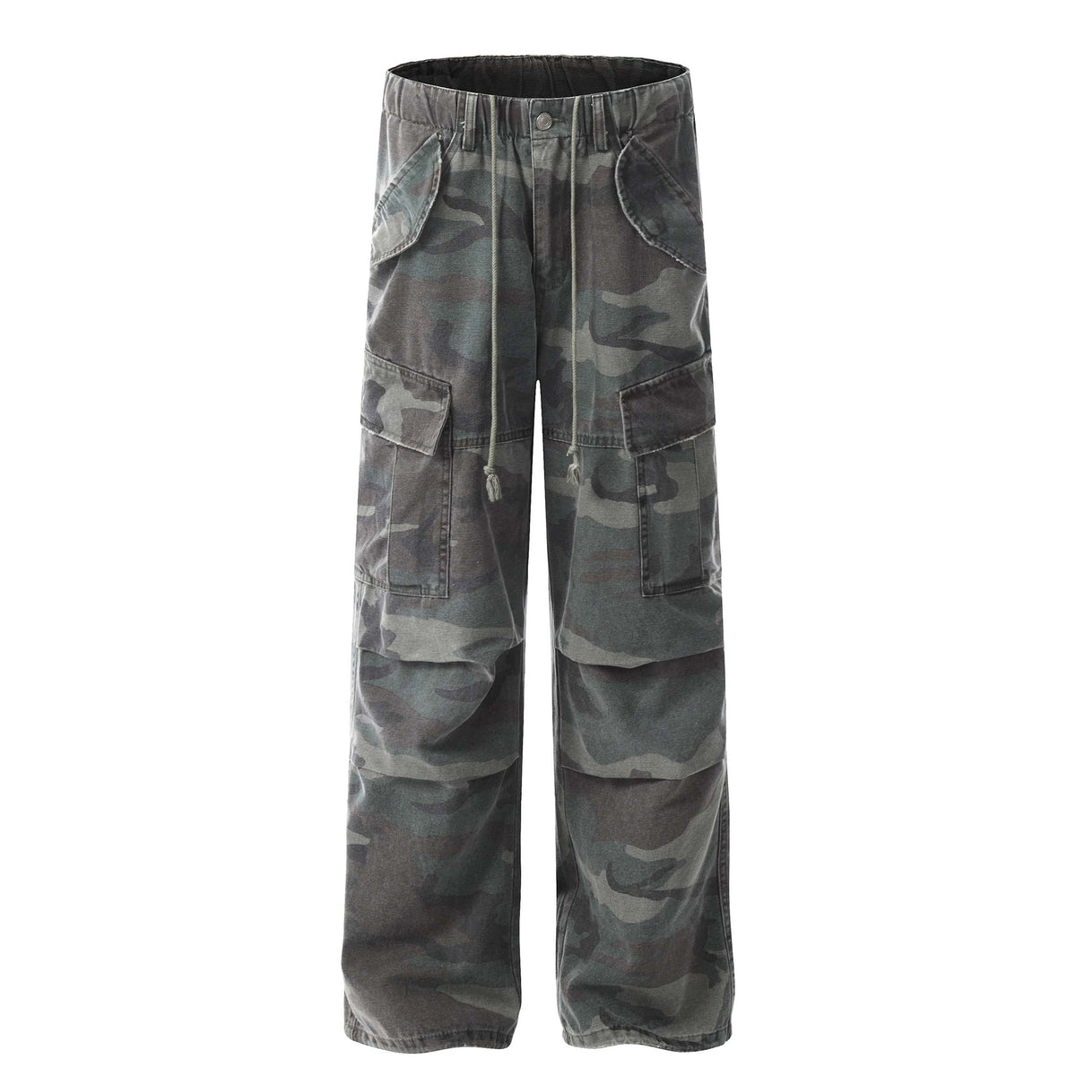 American Retro Mechanical Pleated Multi-pocket Camouflage Denim Men's And Women's Work Clothes - kinko