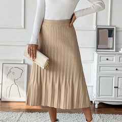 Pleated Knitted Skirt Office Pleated Skirt Autumn Winter