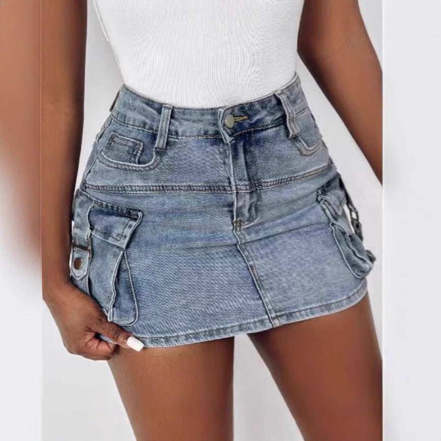 Fashion European And American Style Women's Overalls Pocket Skirt - kinko