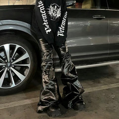 Black Coated Shiny Patent Leather Skinny Jeans - kinko