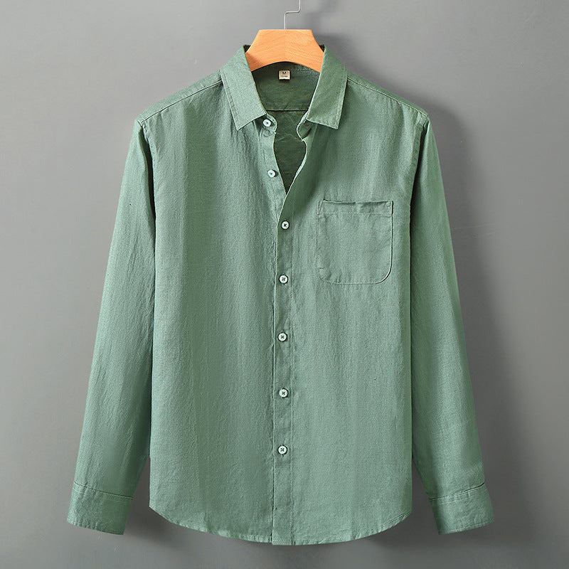 Linen Shirt Men's Long Sleeve Loose Thin Casual - kinko