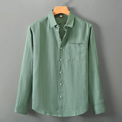 Linen Shirt Men's Long Sleeve Loose Thin Casual - kinko