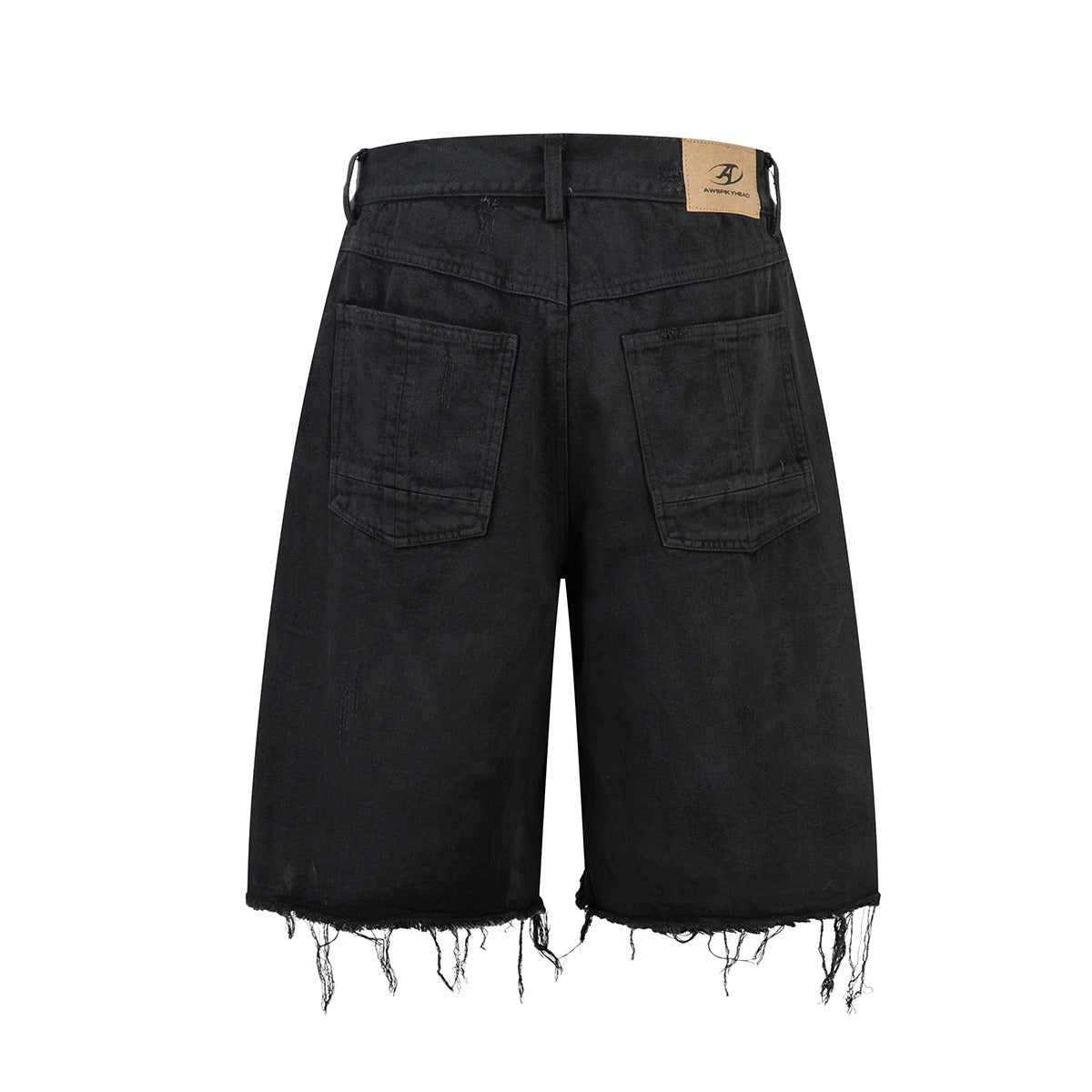 High-grade RO Style Cropped Pants Men's Street Washed Broken Denim Middle Pants Straight - kinko