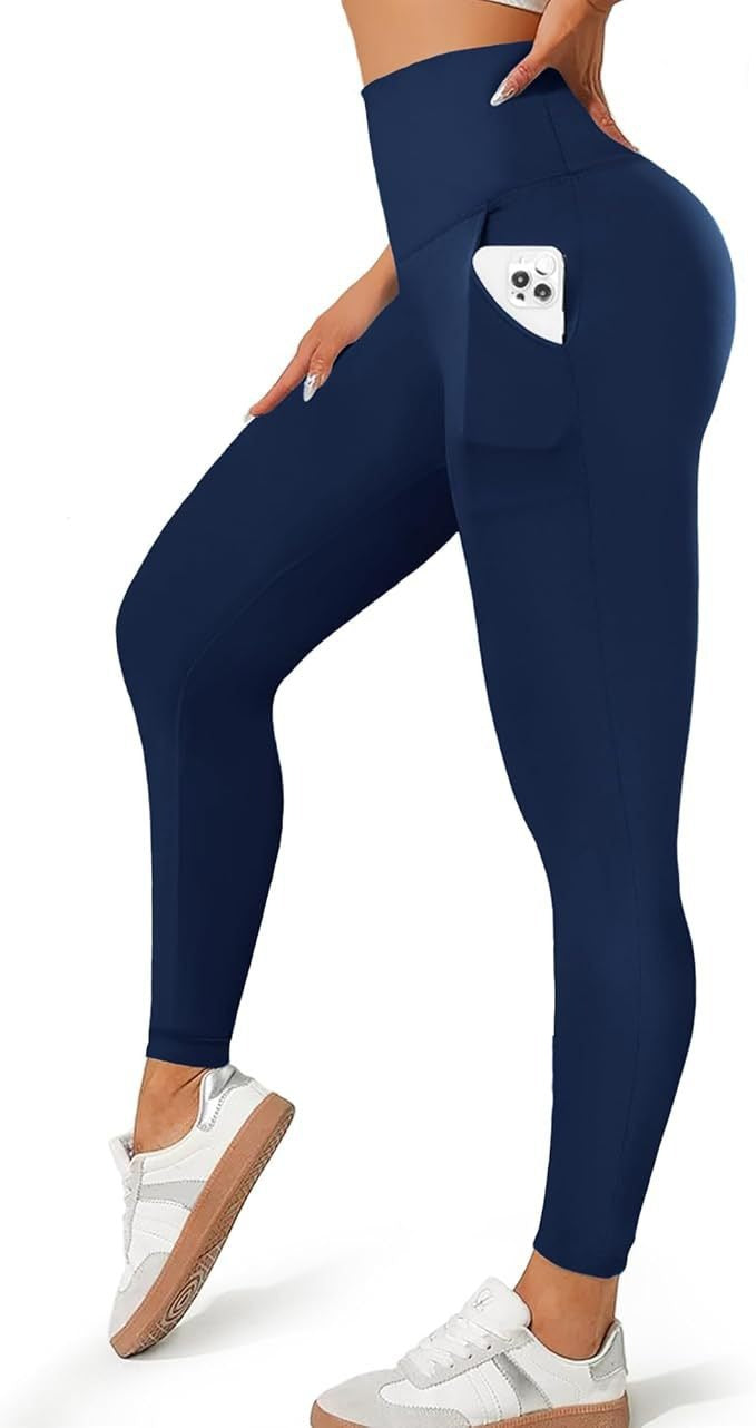 Women's Pocket Soft Belly Contracting High Elastic Slim High Waist Leggings - kinko