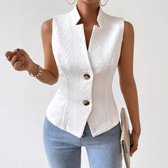 Women's Sleeveless Blazer Button Vest - kinko