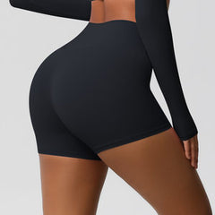 Fitness Shorts Belly Contracting Hip Lifting Solid Color Sports High Waist No Embarrassment Tight Quick Drying Yoga Shorts