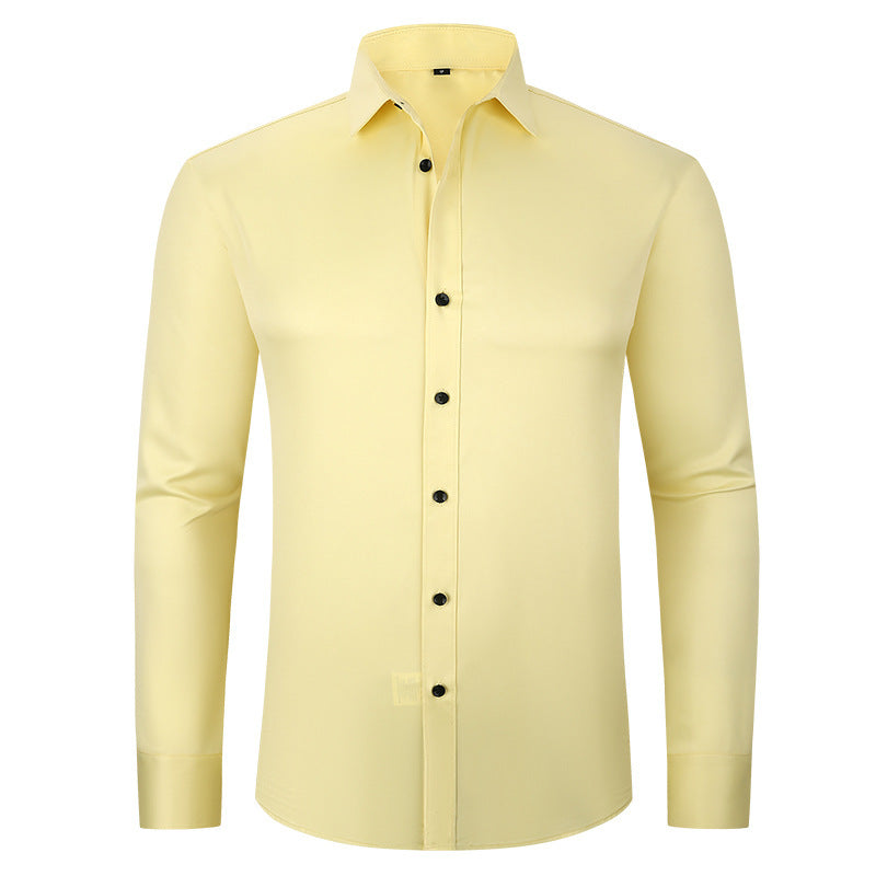 Full Elastic Force Shirt Men's Non-ironing Anti-wrinkle Solid Color - kinko