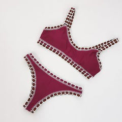 Shell Wear Lace Solid Color Bikini Sexy Split Swimsuit Bikini