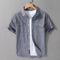 Men's Short Sleeve Casual Trend Cotton Shirt All-matching - kinko