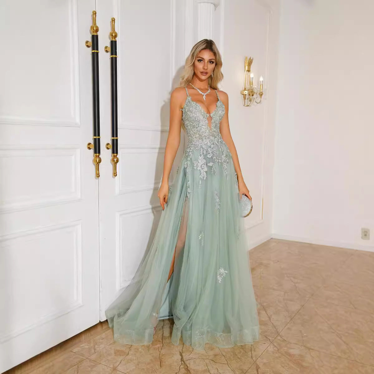 Women Evening Dresses Suspender Dance Dress Long - kinko