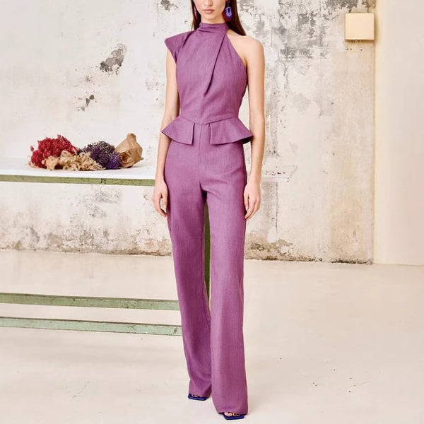 Fashionable Asymmetric Design Jumpsuit Slim Fit Slimming