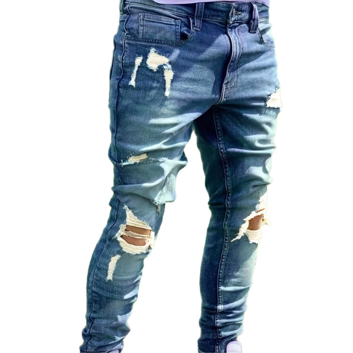 Men's Ripped Fashion Personality Street Trend Style Jeans - kinko