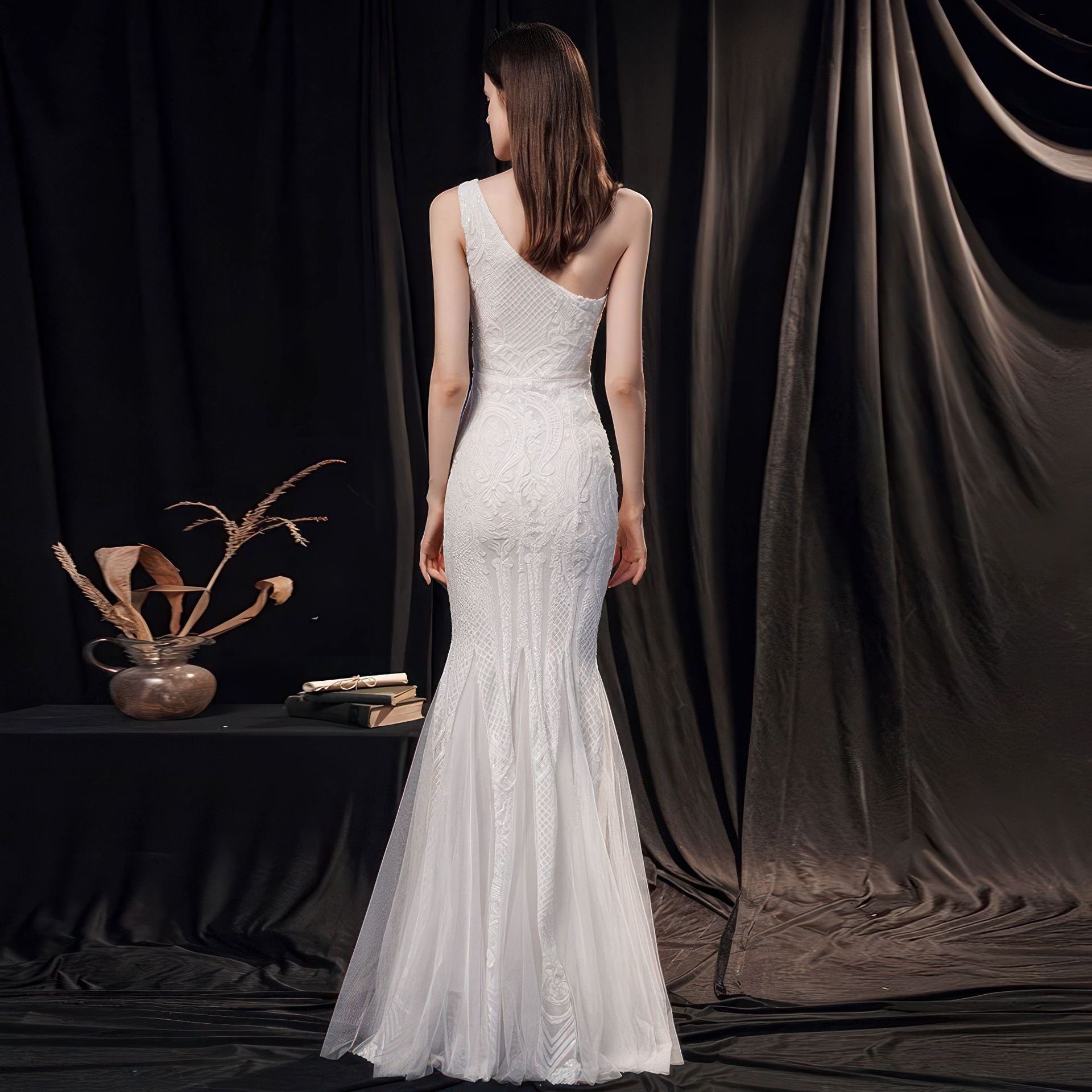 Women's High-end Entry Lux Elegant Socialite Dinner Party Sexy Long Slimming Fishtail Dress - kinko