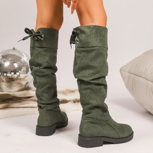 Women’s Knee-High Slingback Boots – Chunky Heel & Slim Fit