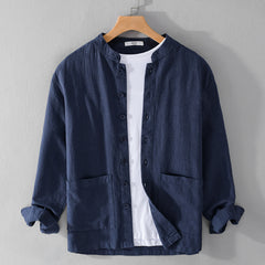 Men's Retro Stand Collar Chinese Knot Button Shirt Coat - kinko