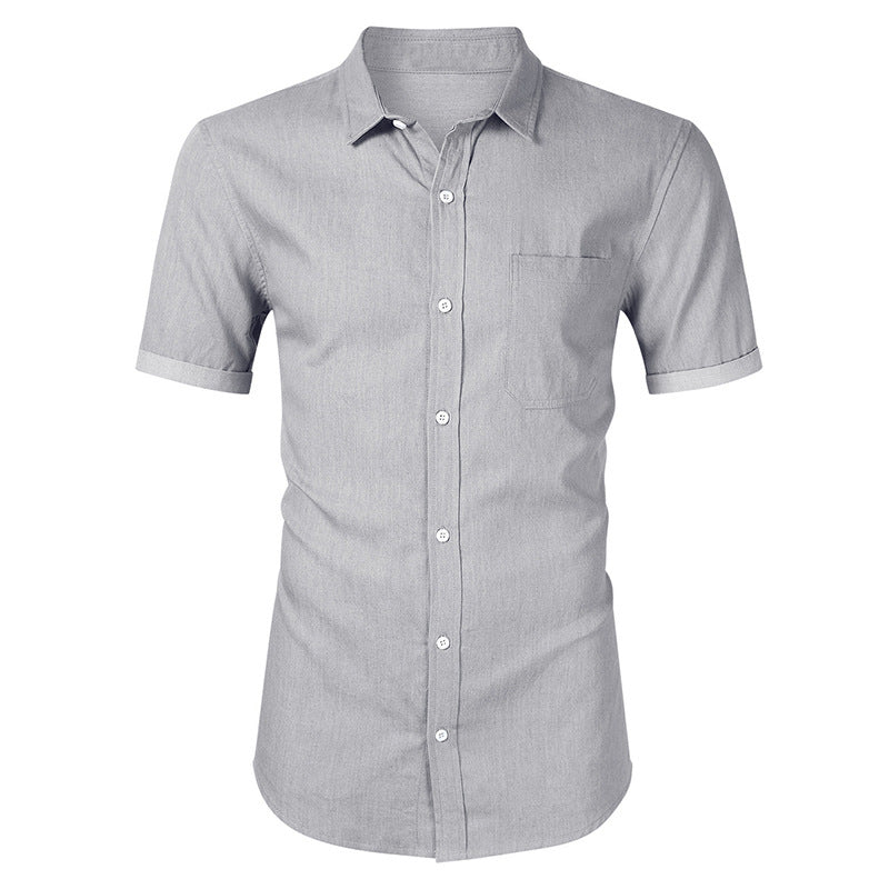 Men's Short-sleeved Casual Denim Non-ironing Shirt - kinko