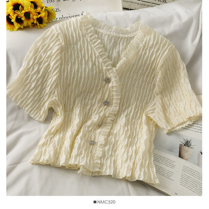 Casual All-match Blue Short-sleeved T-shirt For Women - kinko