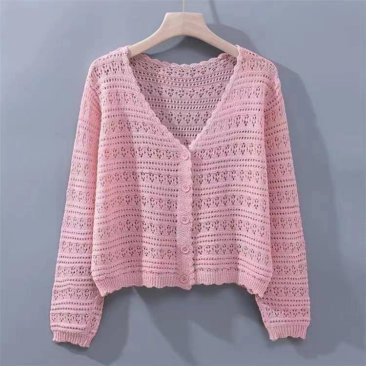 Loose Hollow Knitted Air Conditioning Shirt - kinko