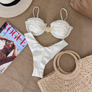 Bikini Sexy Bikini Solid Color Push up Split Women Swimsuit Swimsuit Women