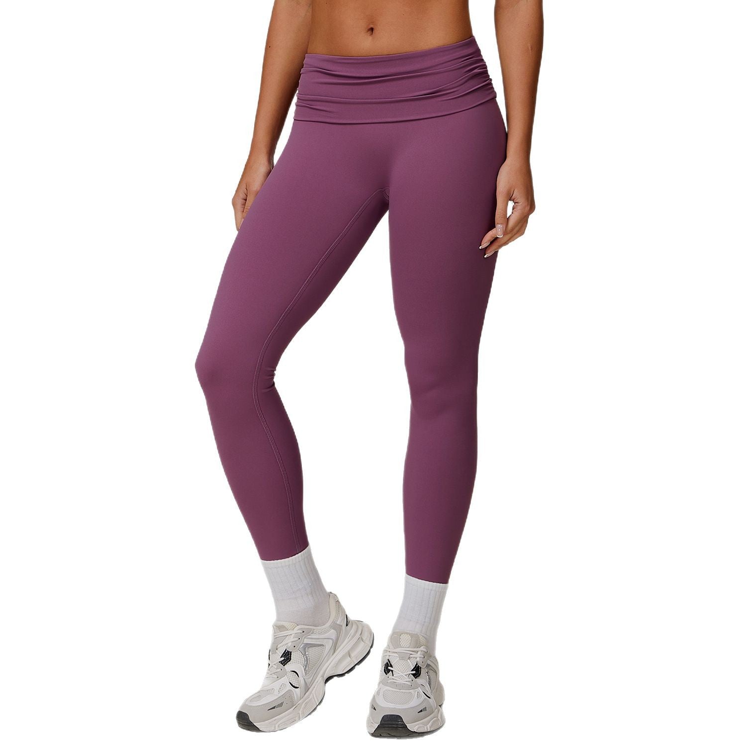 Fold High Waist Yoga Pants Women's Cloud-feeling Belly Contracting And Hip Lifting Sports Pants - kinko
