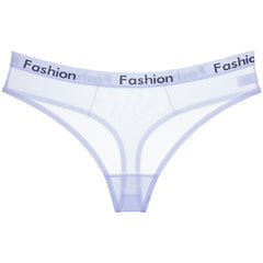 Women's Sexy Underwear Low Waist T Back Thong Seamless Mesh Breathable Transparent Panties Cotton Crotch G-String Sheer Lingerie