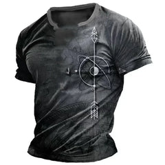Old-fashioned Men's T-shirts, American Summer Pullovers, Printed Short-sleeved T-shirts